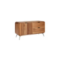 Modern Wooden Sideboard with Slatted Doors and Metal Legs